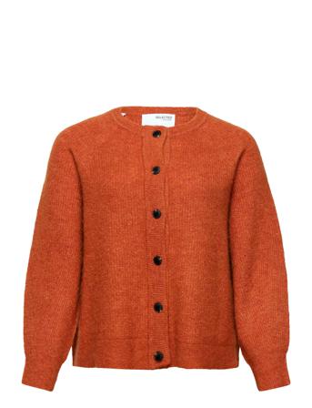 Slflulu Ls Knit Short Cardigan B Curve Neuletakki Oranssi Seleted Femme Curve