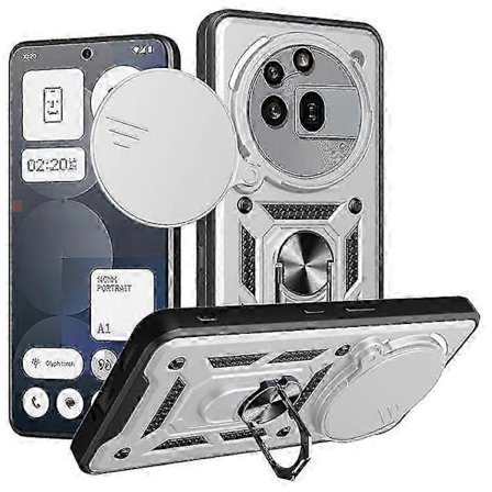 Nothing Phone (3a) Pro Cover med Skydelåg til Kamera & Støttefod - PC + TPU Beskyttelsescover