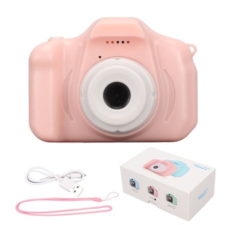 Barnekamera med 2,0 tommers IPS-skjerm Tegneserie Fotoramme 8MP Rosa Småbarnskamera for Utendørsreiser