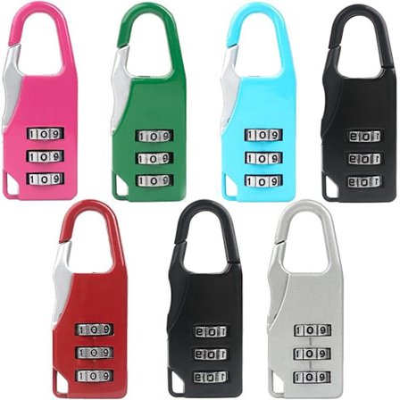 Kombinationshængelåse til kufferter med kombinationslås, 7-pak mini kombinationshængelåse, 3-cifret kode kombinationshængelåse, transportable 