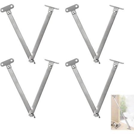 St Sølv Rustfritt Stål Støtte Hengsel Sammenleggbare Klaffhengsler Justerbare Dørhengsler Skap Garderobe 232mm for Møbel Dørløft Garderobe Vinduer