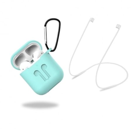 Skyddsfodral i silikon med hörlursband och hänge till Apple Airpods, Turkosgrön