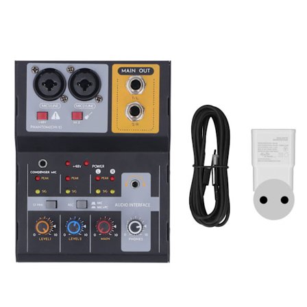 2-kanals USB-lydgrensesnitt med 48V fantomstrøm Lavt støynivå Opptaksmikser for direktesending Karaoke Scene 100V-240V EU-plugg