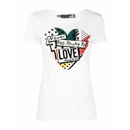 Love Moschino T-Shirts Hvid, Dame