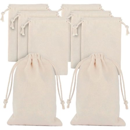 25 stk små bomullsposer, 10x15cm, bomullsposer med snøring, gjenbrukbare lerretsposer