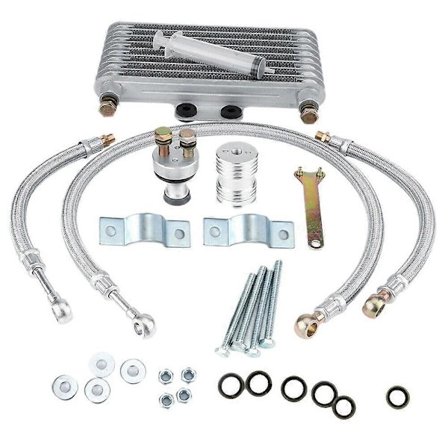 Motorsykkel Motoroljekjøler Radiatorsett 125ml Aluminium Sølv for Honda CB CG Motor