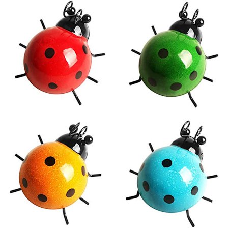 4-delad metalldekoration av nyckelpiga, metalldekoration av nyckelpiga för vägg