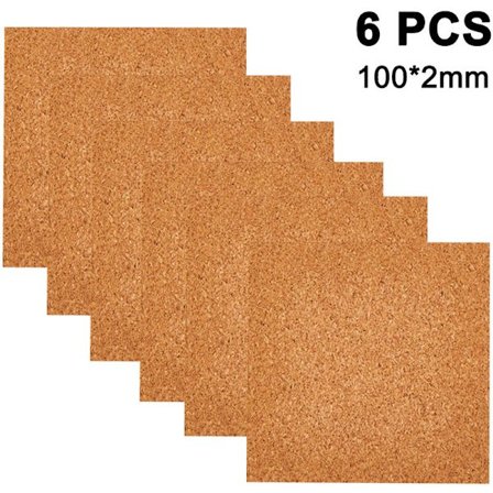 Firkantede Underlagssæt med 6 Underlag i Træ Kork Underlag 10x0.2cm Underlag Egnet til hjemmekontor