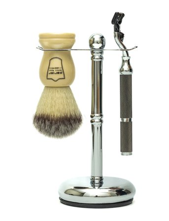 Parker 3 Piece Ivory Brush-42M (Mach3)-Chrome Stand - Multi/patterned - ONE SIZE