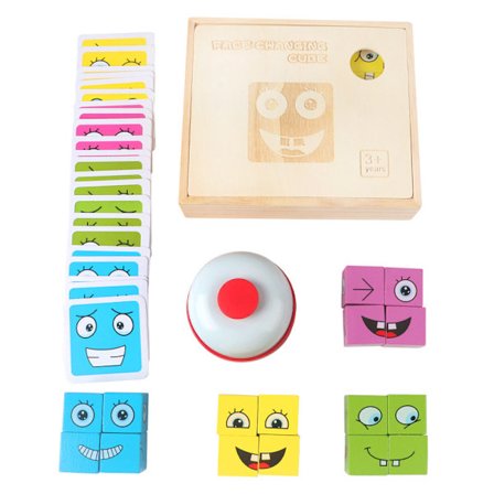 1-pakkaus kasvot vaihtavat Rubikin kuutio kellolla Itket minä nauran palapeli Lasten hymyilevä ilme Rakennuspalikka