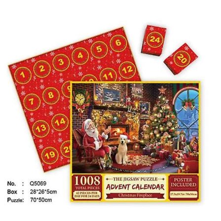 Julekalender Julemotiv Puslespil 1008 brikker, 24 dages puslespil Julekalender Julegave til børn