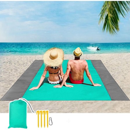 Strandfilt No Sand 210 x 200 cm, Picknickfilt Vattentät Strandhandduk Strandfilt Stor med 4 tillbehör - Sandavvisande filt för_tfrf