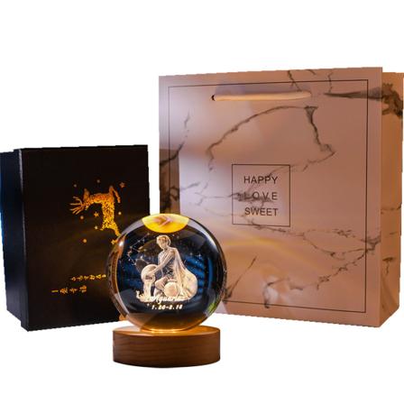 Krystallkule nattlys for barn med varm LED-lysbase og