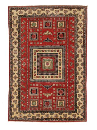 186X272 Alfombra Oriental Kazak Fine Rojo Oscuro/Negro (Lana, Afganistán)