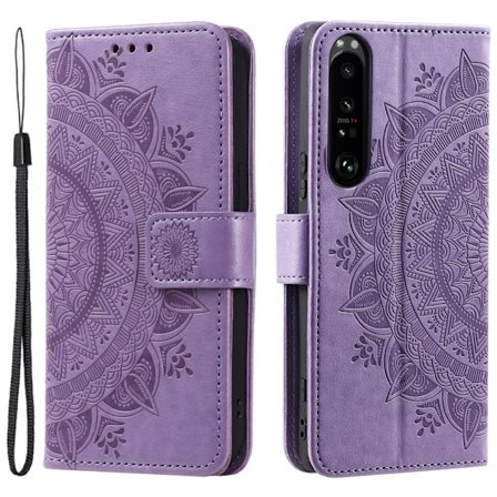 Sony Xperia 1 V Fodral Mandala Läder Lila