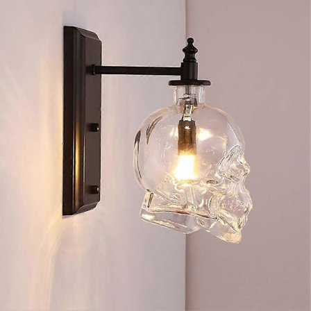 Kreativ Vintage Industriell Glass Hodeskalle Hode Vegglampe Retro Innendørs Vegglampe Lys