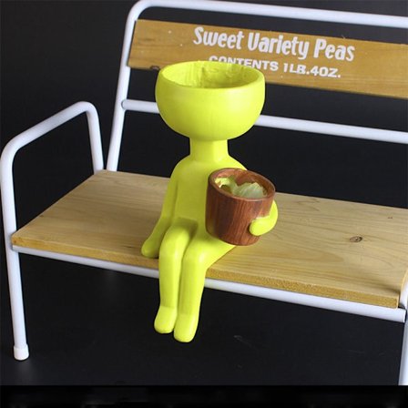 Kaktusplanter Portrett Skulptur Blomsterkrukke GUL 2 2