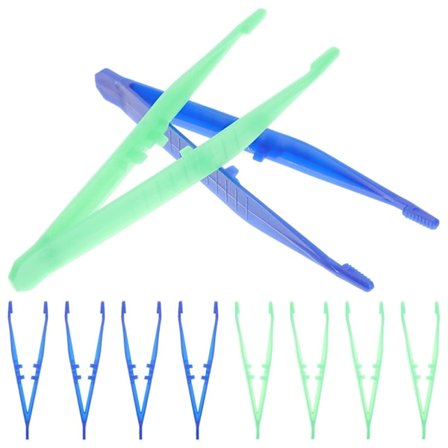 10 stk Engangspincetter Medisinske Perlepincetter Plastpincetter for DIY (Tilfeldig Farge)