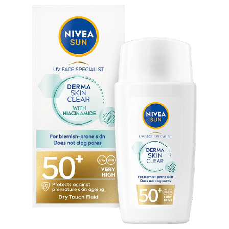NIVEA Solkräm ansikte UV Face Specialist Derma Skin Clear SPF 50+ 40 ml Solskydd & solvård Unisex 40ML