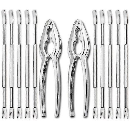 12-Piece Seafood Tool Set Including 2 Lobster Crab Crackers and 10 Forks