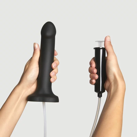 Squirting Dildo Cum Black Large - strap-on-me