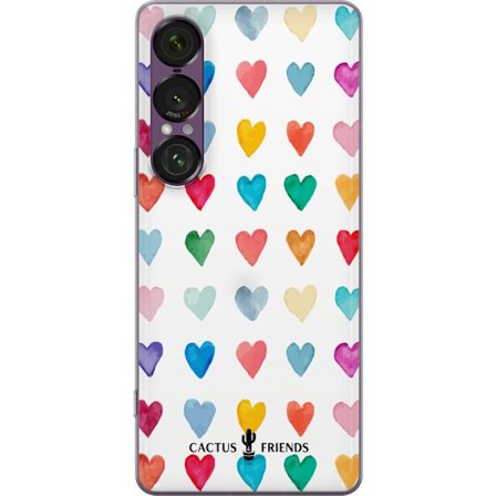 Yhteensopiva Puhelinkuori Sony Sony Xperia 1 VII Cactus and Friends - Watercolor Love Grid