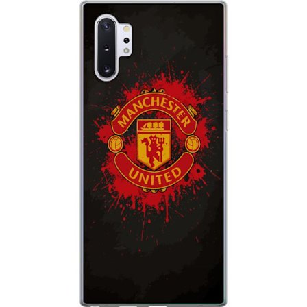 Kompatibelt Mobildeksel til Samsung Samsung Galaxy Note10+ Manchester United logo i rød og gul farge med røff sportslig bakgrunn
