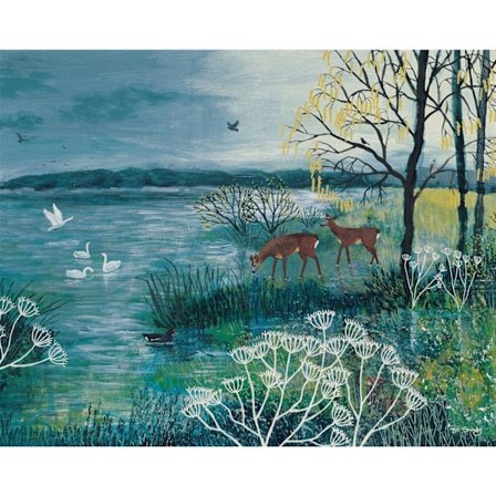 Jo Grundy The Enchanted Lake Canvas Print 50cm x 40cm Blå/Vit