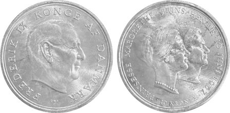 Danmark 1967 - Bryllupsmønt - 10 kr. sølvmønt
