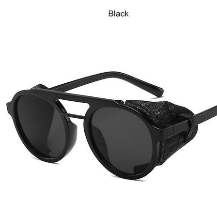 Retro Steampunk Solglasögon Herr [svart läder]