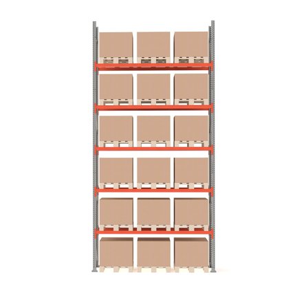 Palettenregal ULTIMATE, Grundmodul, 6000 x 2750 x 1100 mm, 18 Paletten à 500 kg