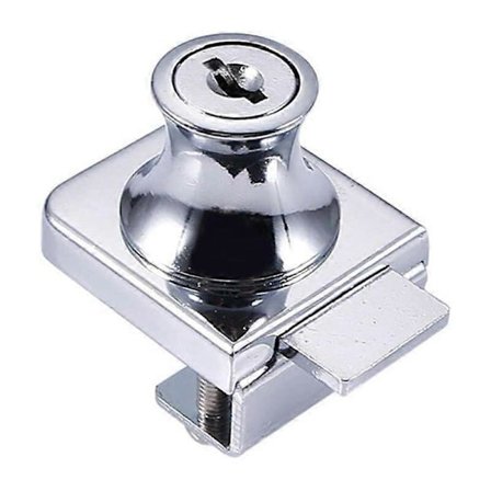 Glasdörrlås, Kromstål lås, glasskärmslås, Lås för glasdörrar Monterlås med, för glasdörr 5-8mm borr med 2 nycklar