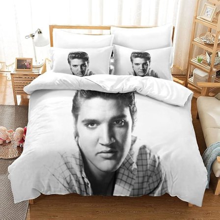 Elvis Presley Star Cover,D Printed R&B Påslakan Cover Set,Mikrofiber,Dubbel dragkedja 135*200 CM