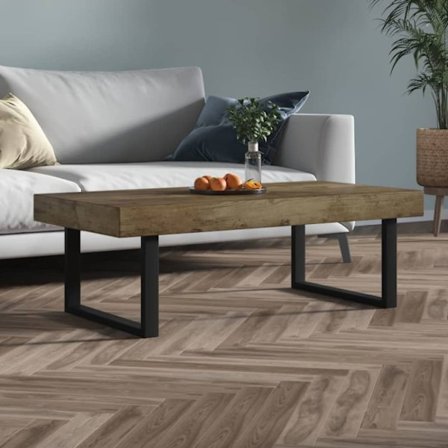 Soffbord mörkbrun och svart 120x60x40 cm MDF och järn