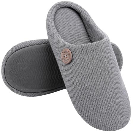 Varma bomullstofflor för kvinnor män Höst- och vinterlägenheter Mjuka halkfria Fluffiga tofflor Design Rutschkanor Inomhushussko Grå 40-41 9.6-9.8 