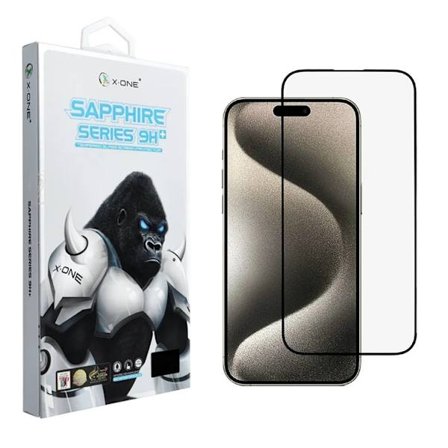 X-One iPhone 15 Pro hærdet glas Skærmbeskytter Safir - Klar