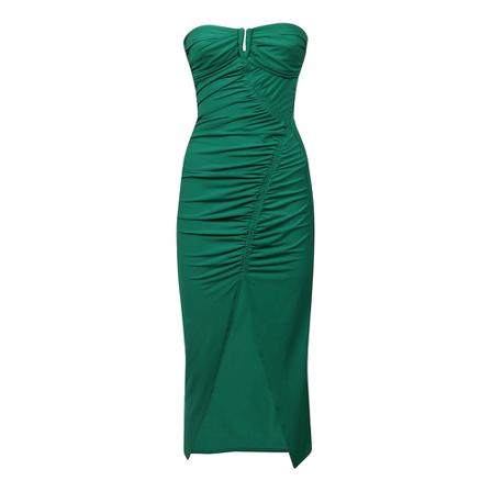 Self Portrait Draped Strapless Dress , Groen , Dames , Maat: S Feestjurken