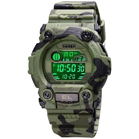 Gutter Camouflage Led Sports Barneklokke Vanntett Digital Elektronisk Militær Armbåndsur For Kid Med Lumin