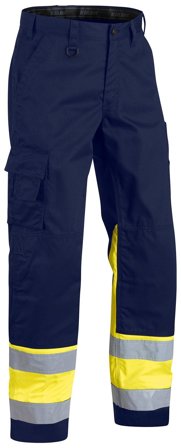 Blåkläder 156418118933D84 Synlighetsbukse uten spikerlommer, marineblå/varselgul Str. D84, Klær