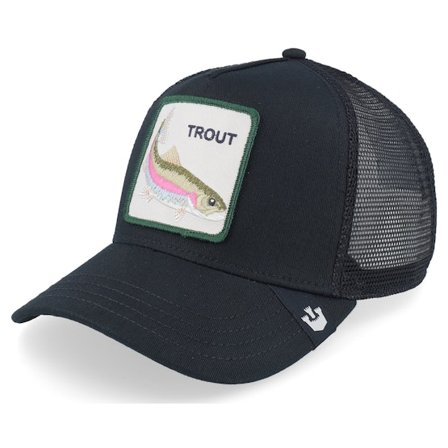 Goorin Bros. - Negro trucker Gorra - The Trout Fish Global Core Black A-Frame Trucker @ Hatstore