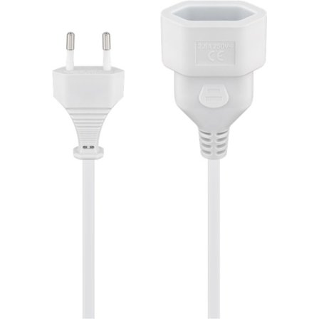 Förlängningskabel Europlug, 5 m, vit