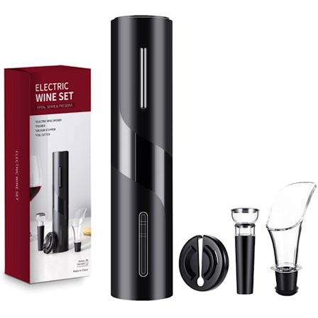 Sort 3i1-Elektrisk Døråbner med Filmskærer og Skruetrækker til Vinflasker, Smart Automatisk Køkkentilbehør, Hjemme-app