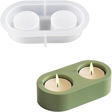 Silikonlysform, betonglysestake med to hull, støpeform for lysestaker, DIY sementlysestake for lysestakekunst hjemmeinnredning to