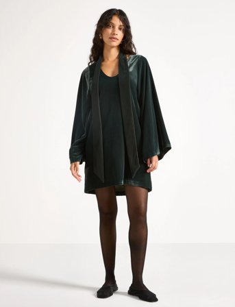 Lindex Dress Mini Velvet - Green - L