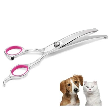 19 cm böjd hundsax - Husdjurssax - Rund silverfärgad