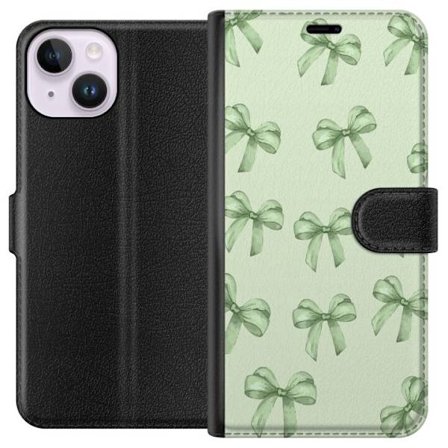 Kompatibelt Lommeboketui til Apple iPhone 15 Grønn båndmønster søtt pastellbue-design estetisk søt gave sømløs tapet mykt minimalt bakgrunn jenteaktig