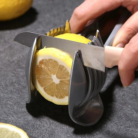 Rostfritt stål Kök Handhållen Orange Citron Slicer Tomat Cutting Clip Fruktskärare Lökskärare KökItem Cutter Tillbehör