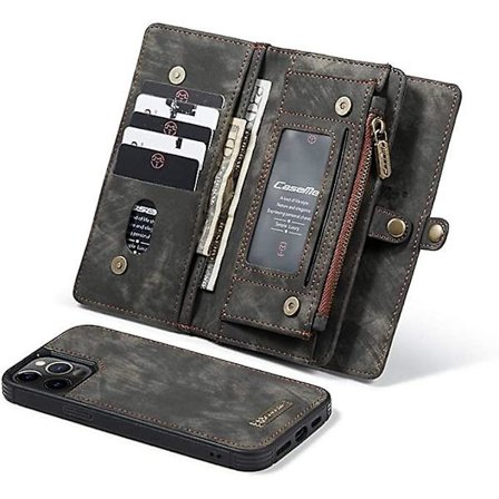 Læderpung Etui Kompatibelt med iPhone 13 Pro - Slankt Flip-etui med kortholder & magnetisk lukning (6.1 ")[JUN]_OF