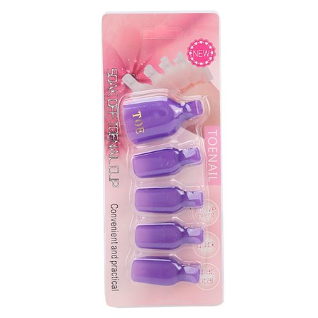 5 stk. Lilla Gel Polish Remover Clips til Hjemme Salon Tånegl UV Gel Soak Off Nail Art Værktøj