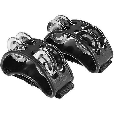 2 stk. Fod Tamburin Justerbar Rem Metal Jingle Bells